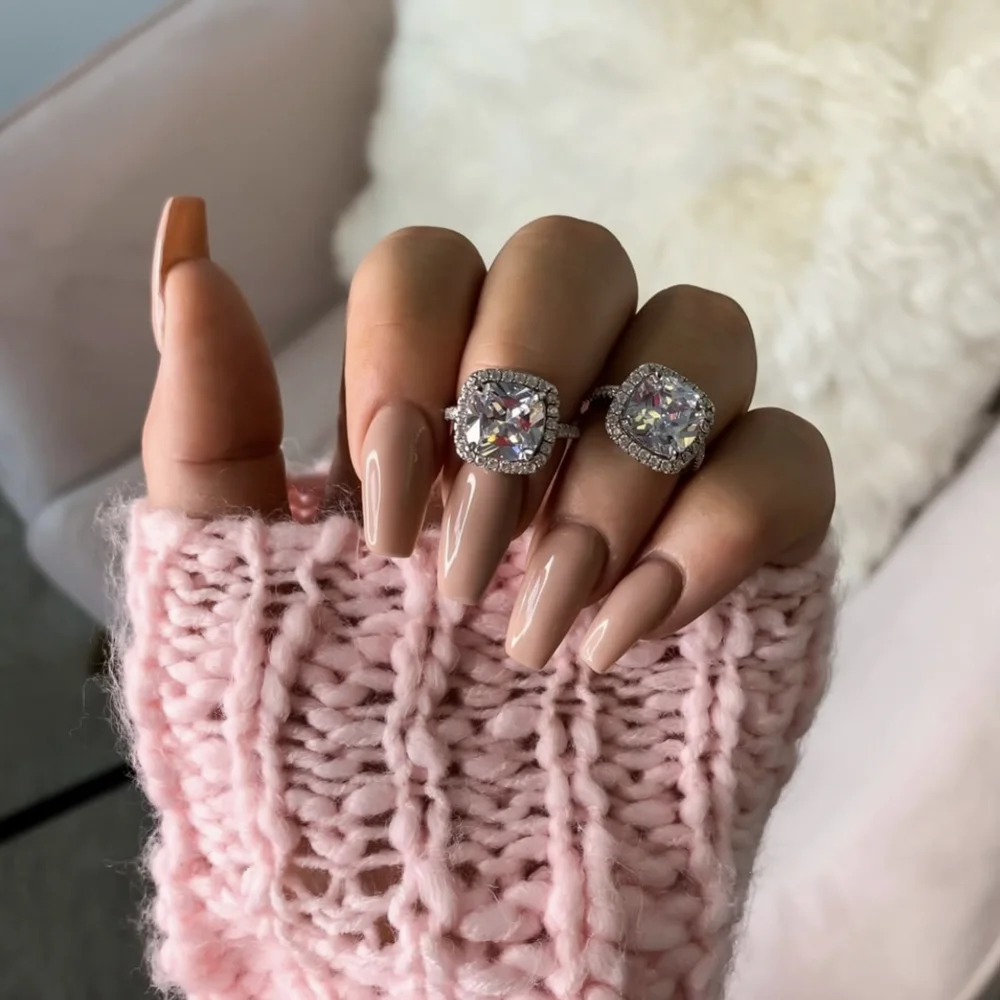 

Classic 925 Sterling Silver Wedding Engagement Cocktail white pink 4ct Diamond Rings finger for women Jewelry wholesale