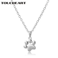 toucheart silver cat dog puppy paw print choker necklacespendants crystal animal necklaces for women jewelry necklace sne190144