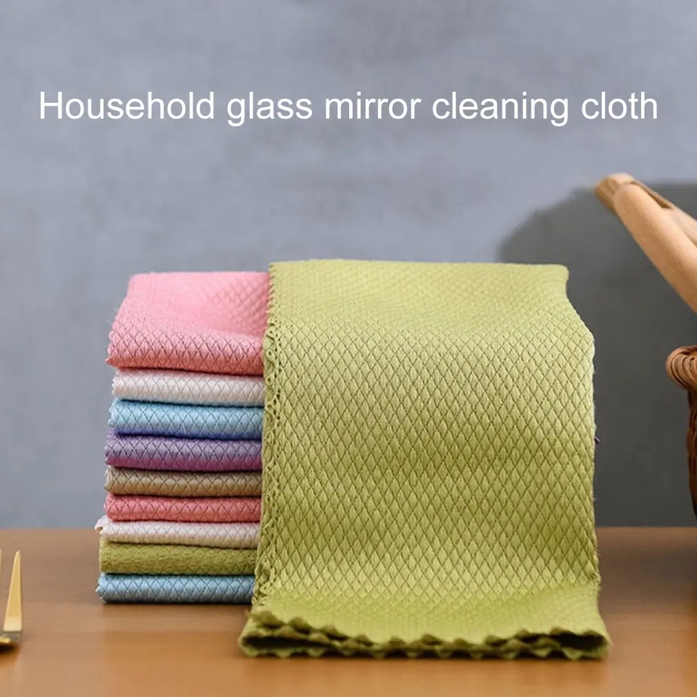 

3/5pc Efficient Microfiber Fish Scale Wipe Cloth Anti-grease Wiping Rag Super Absorbent Home Washing Dish Kitchen Cleaning Towel