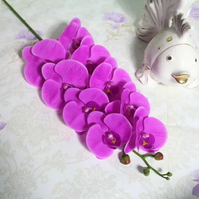 color3 1 set Цветок+ ваза 9 голов 95 см большой искусственный фаленопсис большая орхидея белый многоцветный Свадебный - Цвет: color3 1 set