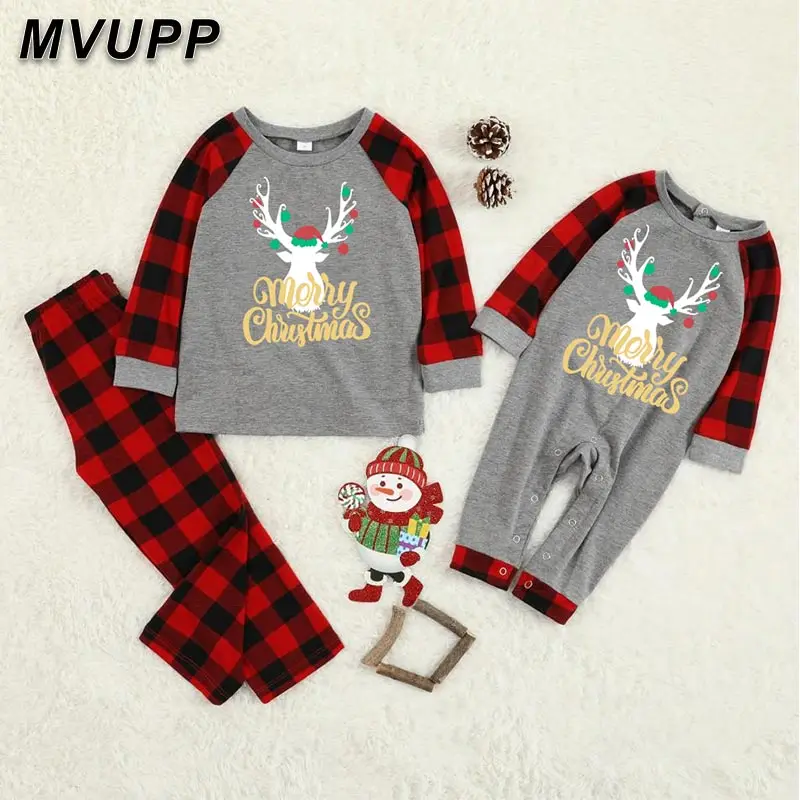 Семейная Новогодняя Рождественская Пижама с оленем одежда для сна родителей и