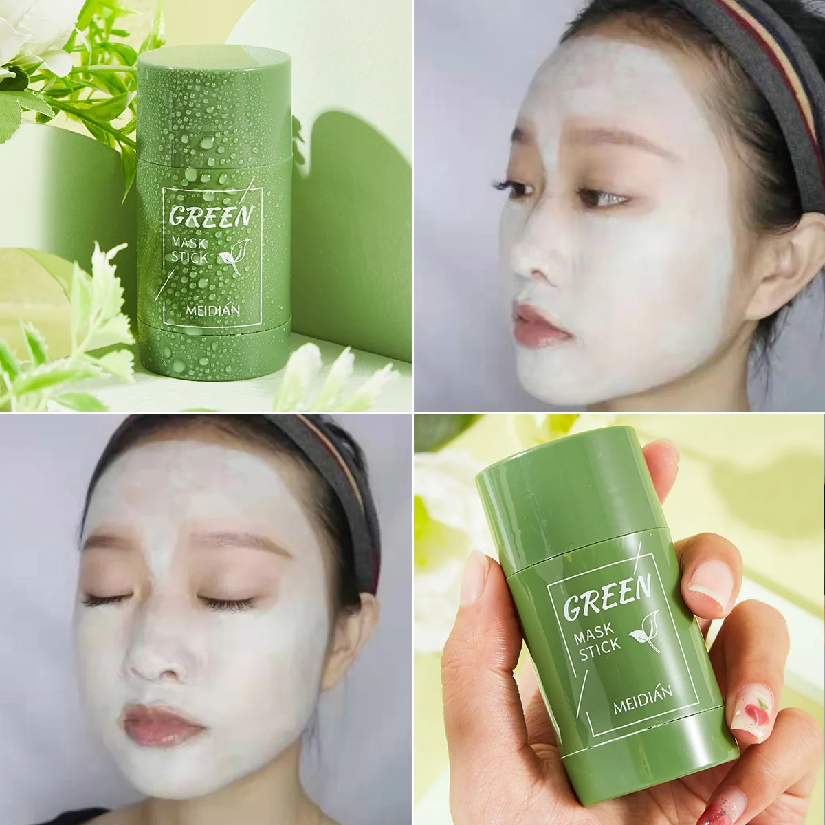 40pcs/lot Green Tea Solid Mask Deep Cleaning Mud Mask Stick Oil Control Anti-Acne Eggplant Purifying Clay Stick Mask Skin Care