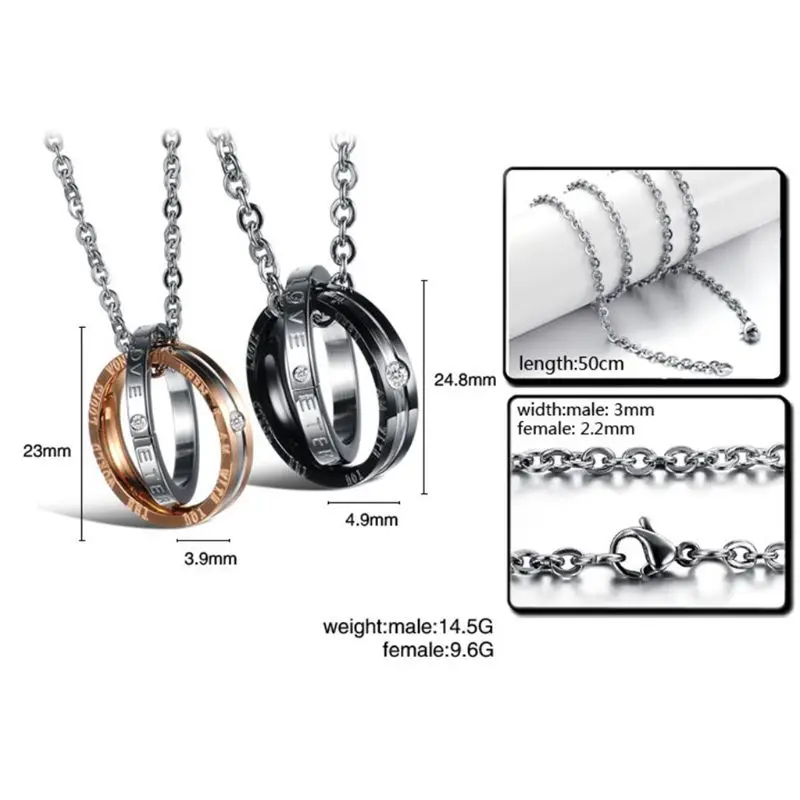Вечная Любовь Пряжка пары кулон ожерелье титановая сталь Рождественский подарок