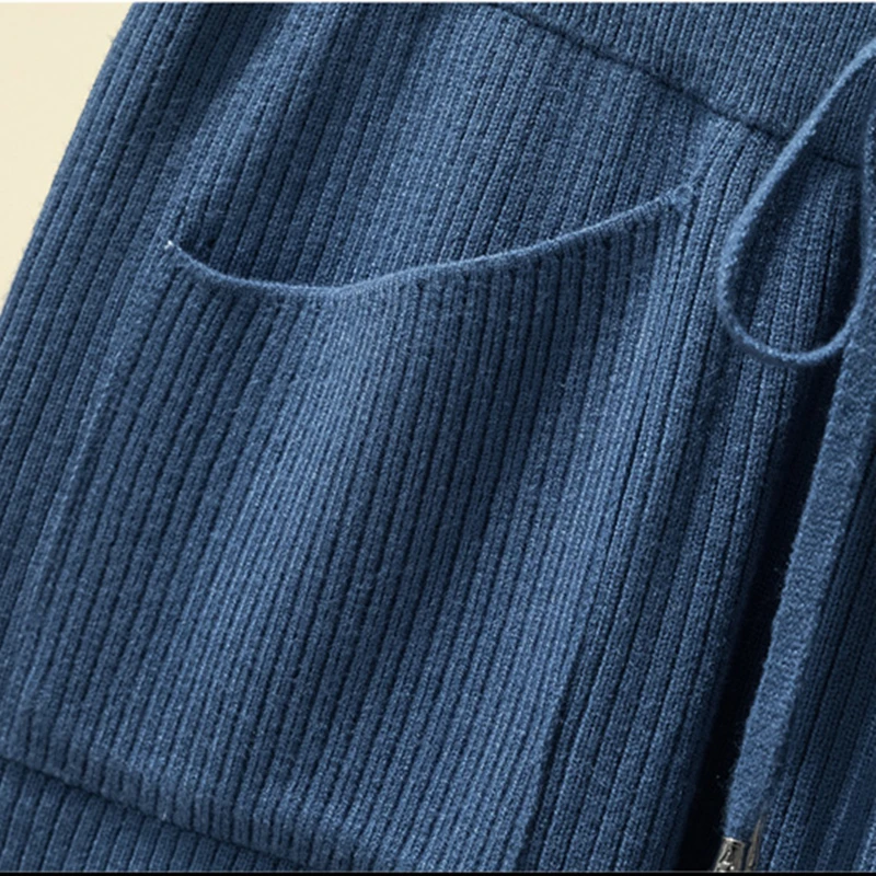 

Knit Pants Women's Harem Pants Elastic Waist Loose BlueTrousers Autumn Winter Thick Warm Plus Size Outerwear Carrot pants L-3XL