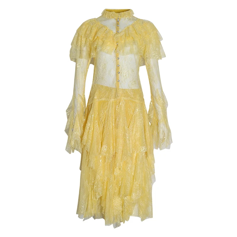 TWOTWINSTYLE вышивка женский костюм с расклешенными рукавами жемчужная Кнопка