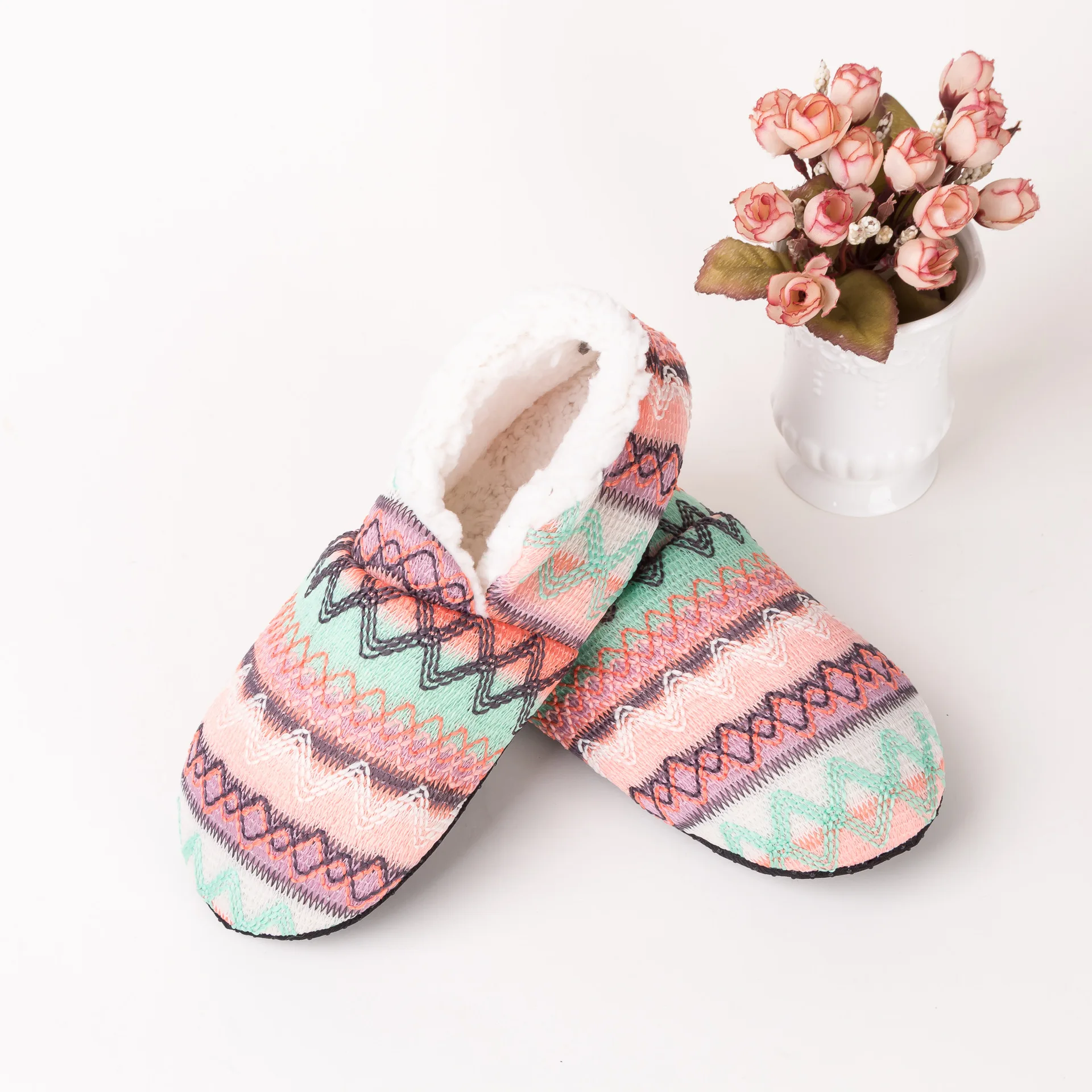 Helisopus новые цветные носки тапочки в стиле пэчворк женские зимние теплые мягкие