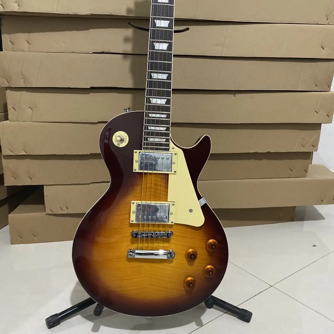 

Standard Electric Guitar Tobacco Sunburst Color Mahogany Body Tiger Maple Top Rosewood FIngerboard High Quality Free Shipping