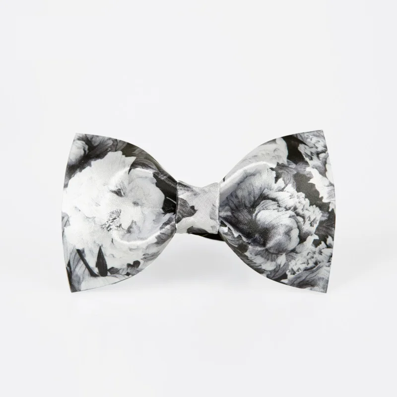 

High Quality 2020 New Arrivals White Black Flower Bow Ties for Men Designers Brand Butterfly Bowties Floral Print Wedding Bowtie