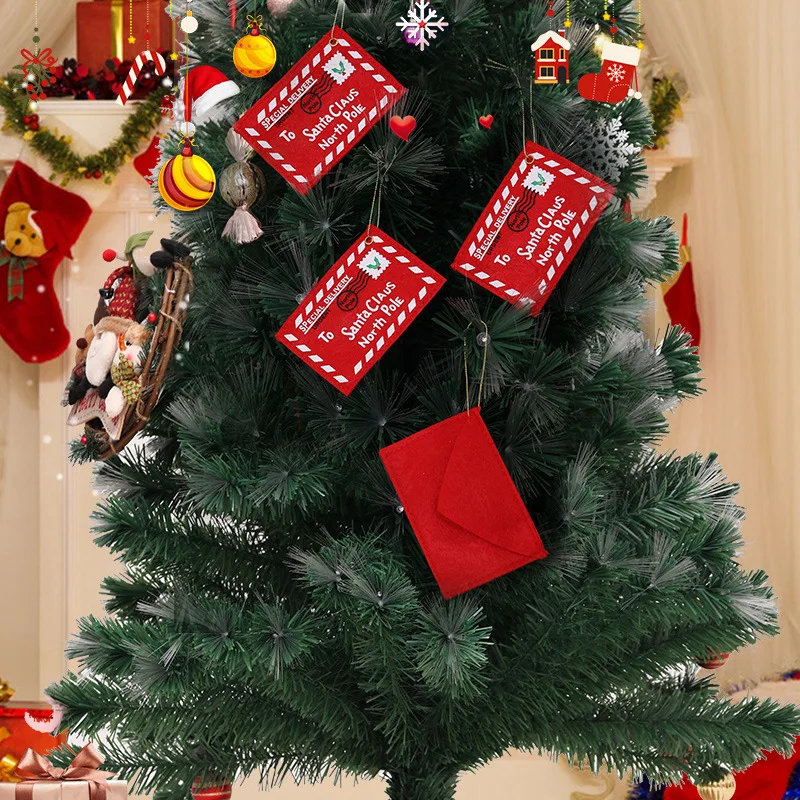 

24pcs Envelopes Hanging Ornament Trees Pendant for Home Office Decoration Greeting Cards Embroidery Red Easter