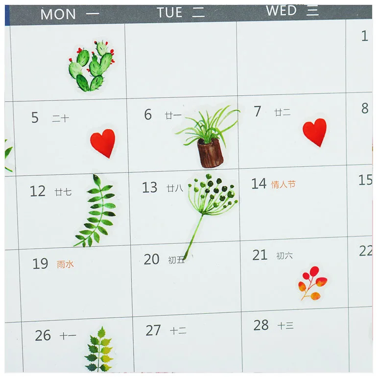 

6pcs/Set Cute Green Cactus Plant Planner Stickers Scrapbooking Kawaii DIY Decoration Stick Label Sticker Bullet Journal Stickers