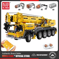 mould king moc high tech moc 0853 motor power mobile crane mk ii truck model building blocks bricks kids toys christmas gifts