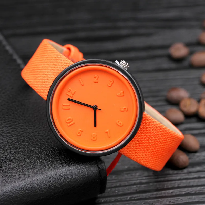 

Fashion Women Watches 2021 Simple Fashion Number Watch Orange Strap Minimalist Round Ladies Quartz Dress Wristwatch Relogio