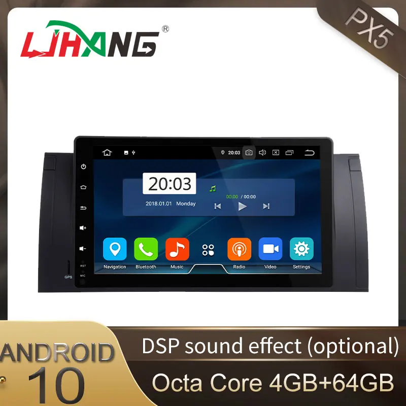 LJHANG 9 дюймов Android 10 автомобильный dvd плеер для BMW E39 E38 E53 M5 WIFI GPS навигация 1 Din DVD Радио