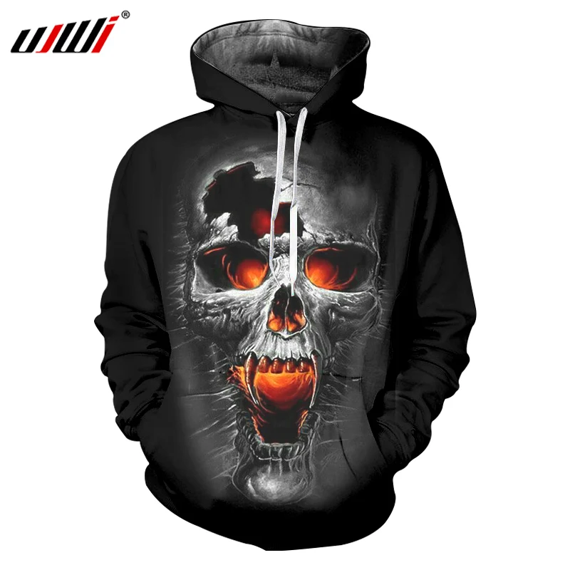 Толстовка UJWI с 3D-принтом сломанного черепа Мужская Уличная одежда в стиле хип-хоп