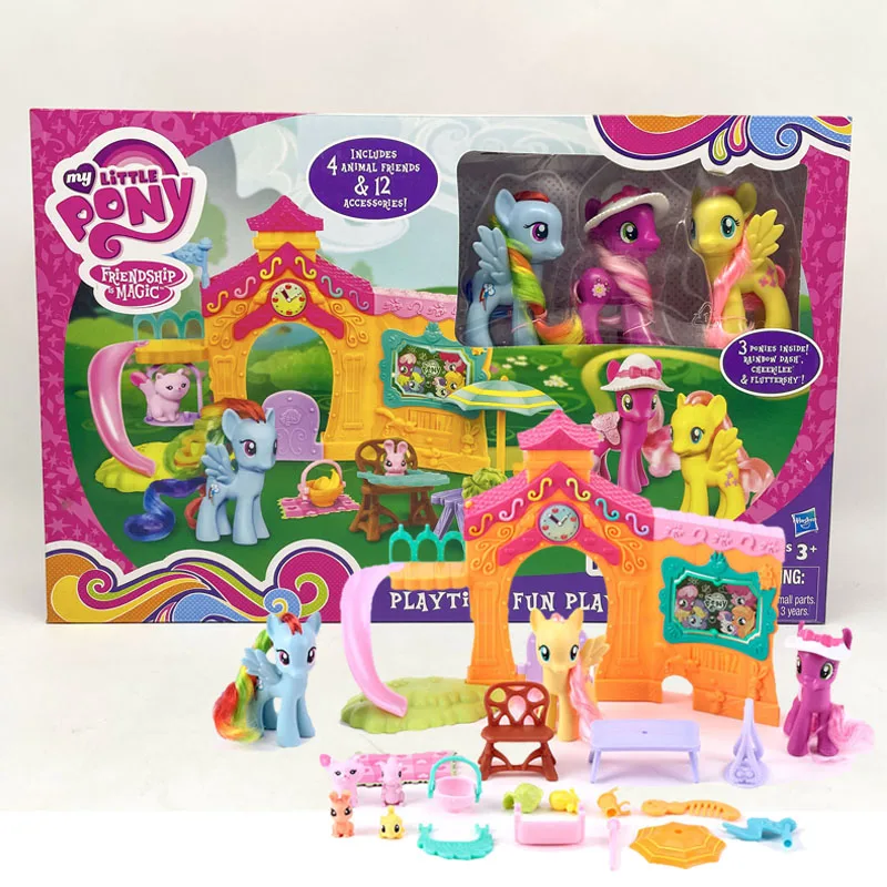 

Hasbro My Little Pony Rainbow Dash Cheerilee Fluttershy Playtime Fun Play Set Doll Gifts Toy Model Anime Figure Collect Ornament
