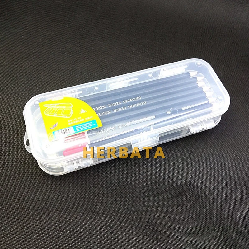 Простой Прозрачный чехол для карандашей пластиковый двойной футляр с дверью