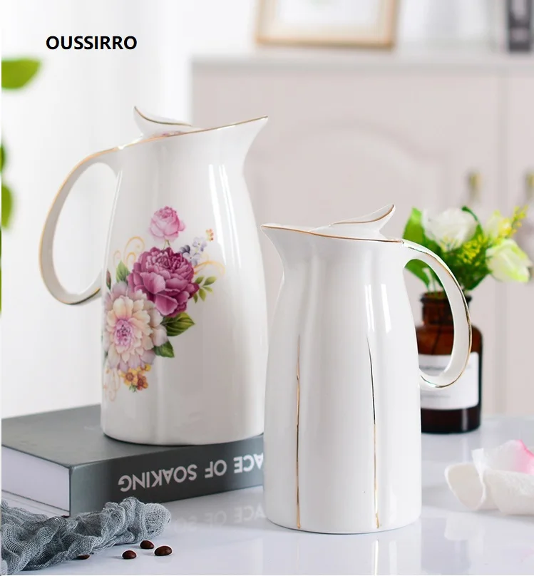1.5L/2L керамические кувшины бутылки для воды холодный чайник Без взрыва кувшин большой емкости бытовой керамический термос