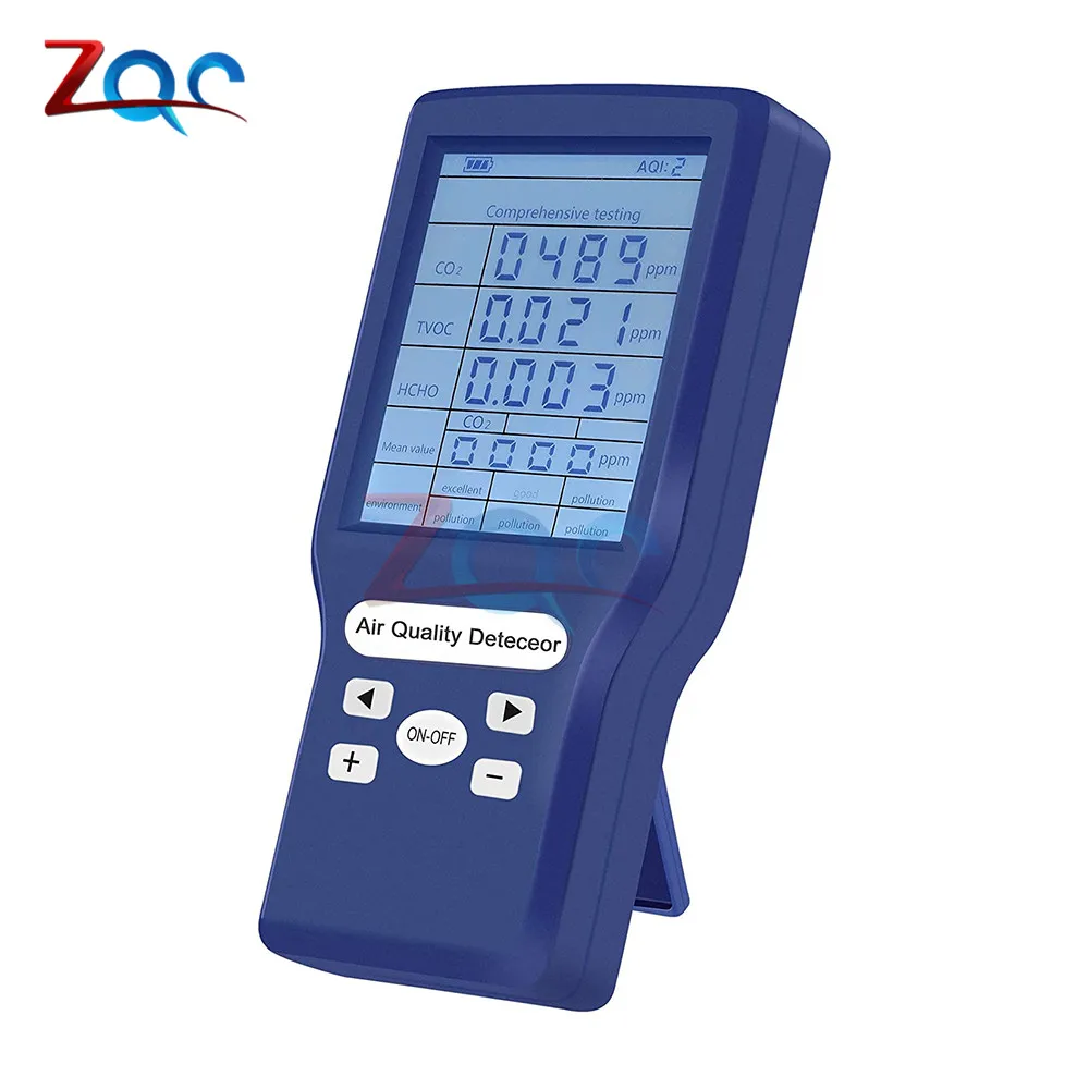 

Multifunctional CO₂ ppm Meter Carbon Dioxide Detector HCHO/TVOC/AQI Gas Analyzer Portable Air Quality Tester for Home Office