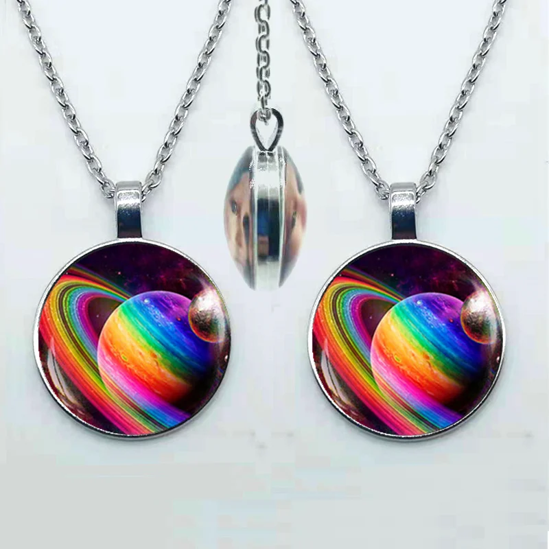 Новое двухстороннее ожерелье с кулоном в виде туманности и галактики ювелирные