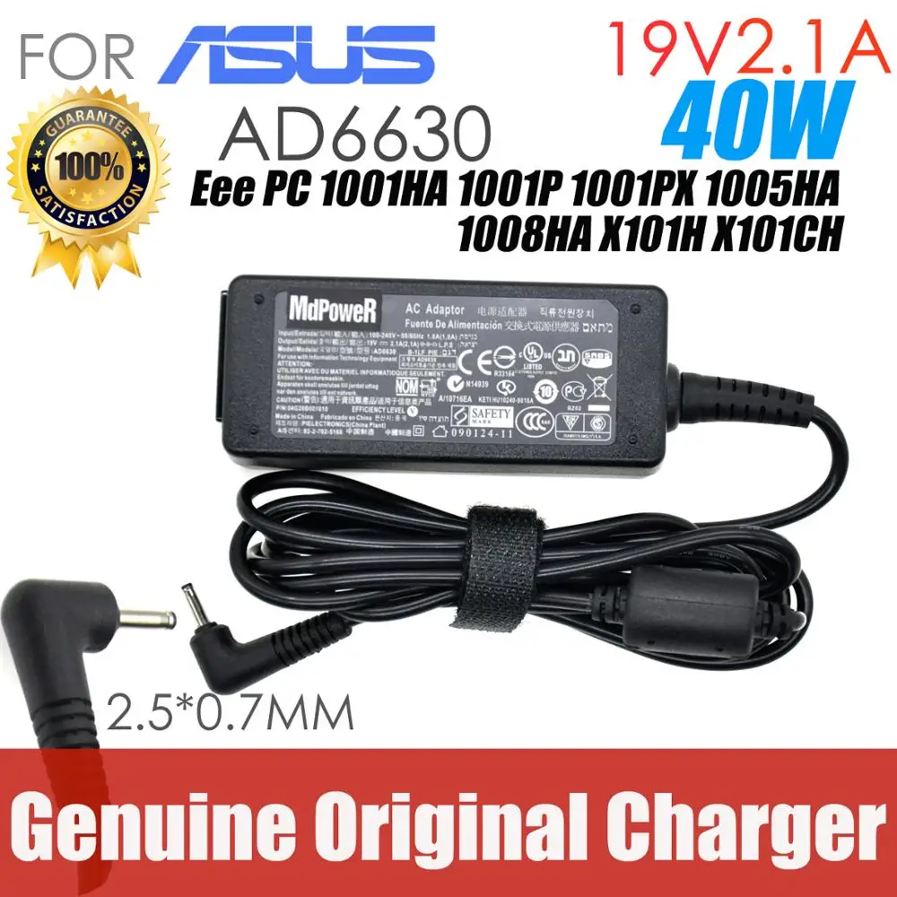 Для ASUS 19V 2.1A AD6630 тетрадь питания для ноутбука AC адаптер зарядного Eee PC 1001HA 1001P 1001PX