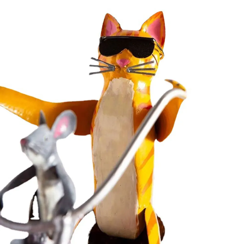 

2021 New Garden Wind Spinner Vintage Bicycle Cute Animal Statues Sculptures for Yard Lawn Patio Garden Decoration Metal Wind