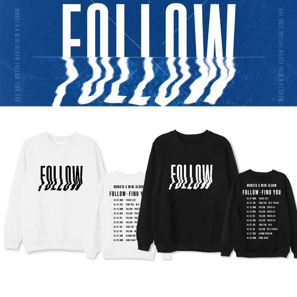 Kpop монста х толстовки мини альбома FOLLOW круглый жилеты с вырезом Демисезонный