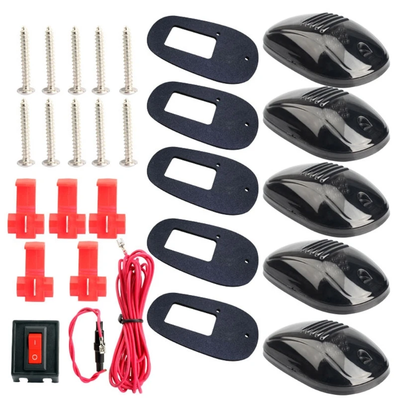 

5pcs 12LED Car Cab Roof Marker Lights For Truck SUV Black Smoked Lens Clearance Marker LED Roof Lamps Doom Lights