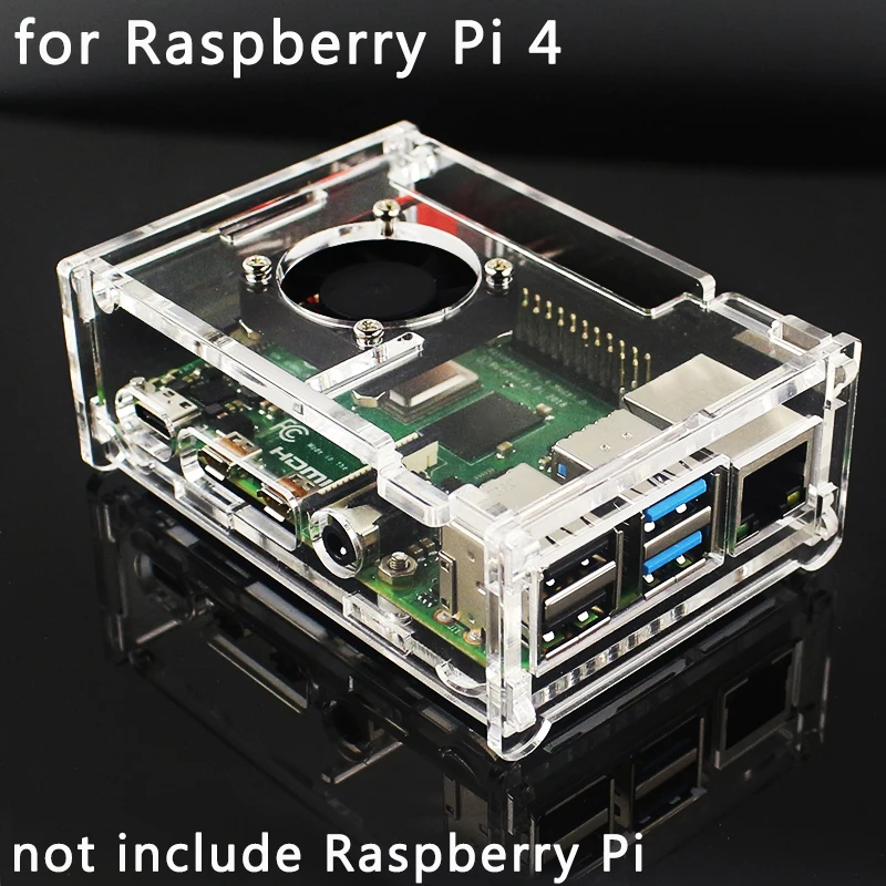 

Чехол для Raspberry Pi 4 Model B, прозрачный чехол, совместимый с вентилятором охлаждения и ЖК-дисплеем 3,5 дюйма для Raspberry Pi 4