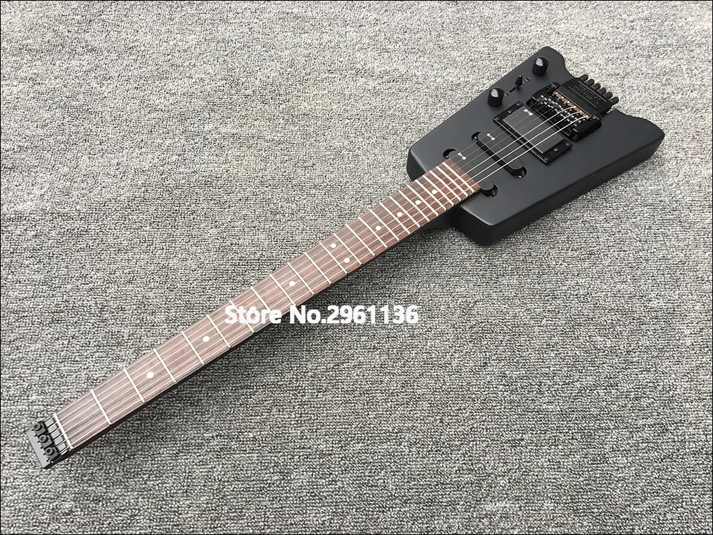 

2019 High quality 31inch headless electric guitar,Black matte paint ,Maple guitar head and mahogany body free shipping