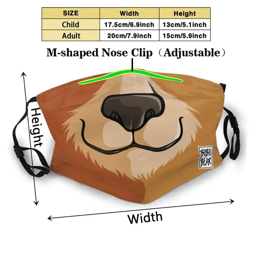 Многоразовая маска для рта с 3d принтом моющаяся против пыли фильтром Bobobear Bobobearart |