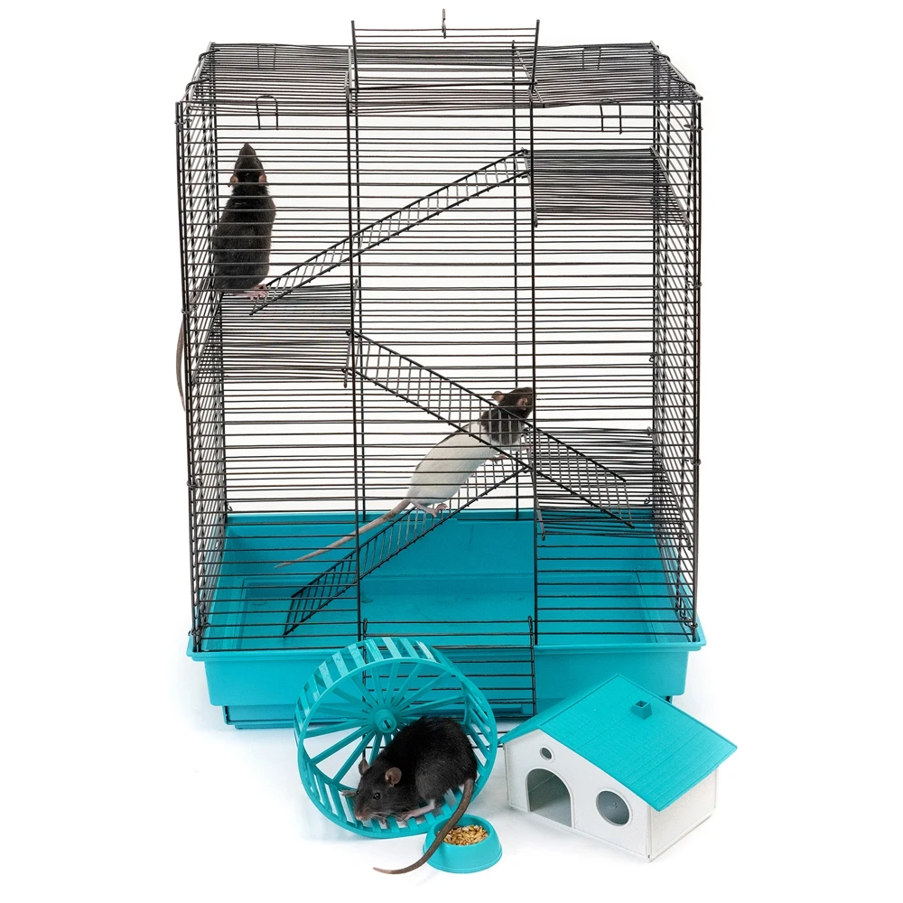 Клетка PetTails ГОША-4 разборная шаг прута 10 5 мм для грызунов 42х30х59 см 3 этажа домик