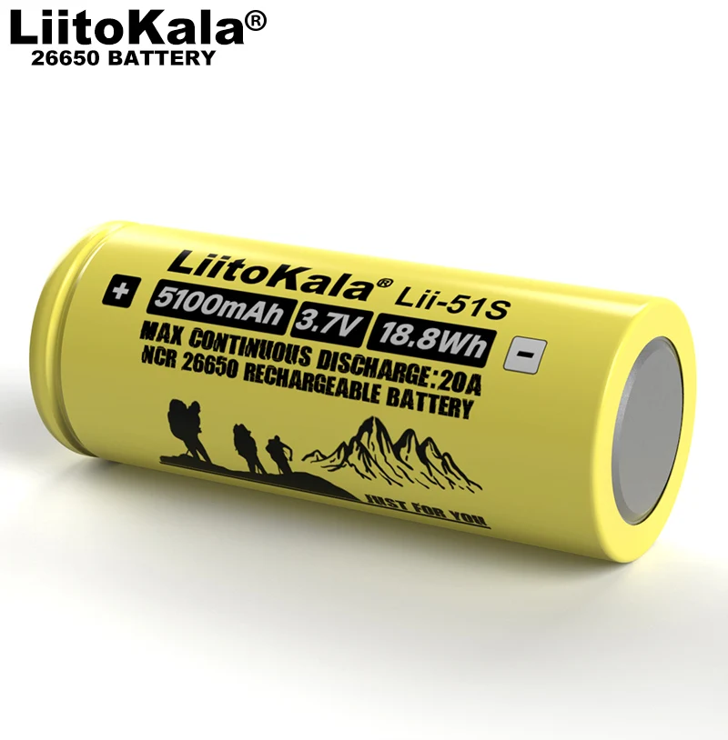 Перезаряжаемая литиевая батарея Liitokala LII-51S 26650 20 А 26650A 3 7 в 5100ма 1-10 шт. Подходит для