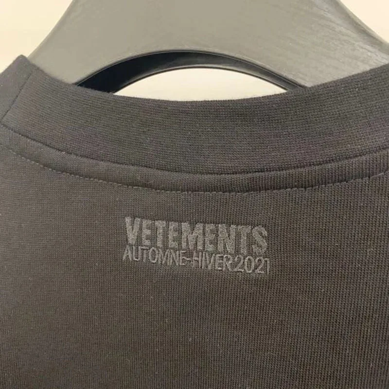 

Bling Vetements 2021FW Long Sleeve T-shirt Men Women 1:1 Back Heart Flame Flash Drilling Vetements T Shirt Embroidered VTM Top