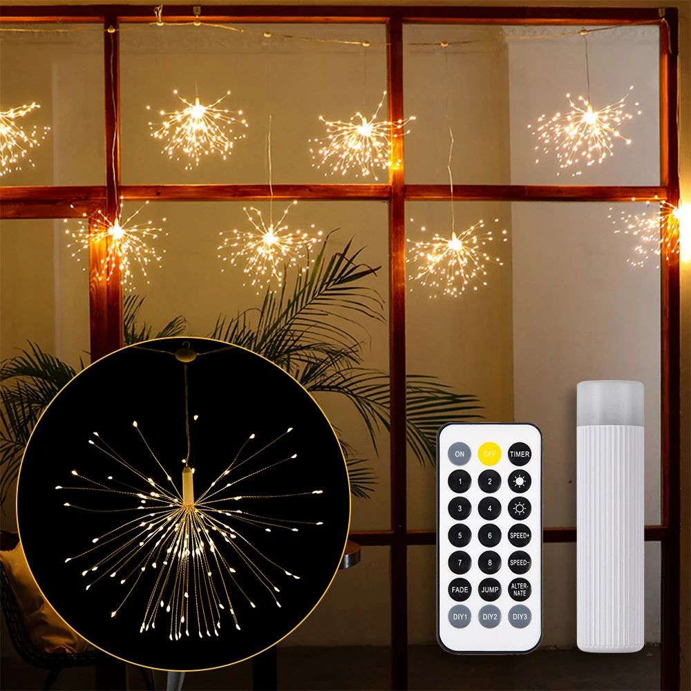 

Festival Hanging Starburst Led String Light Waterproof DIY Firework Lamp Fairy Garland Twinkle Light for Christmas Wedding Decor