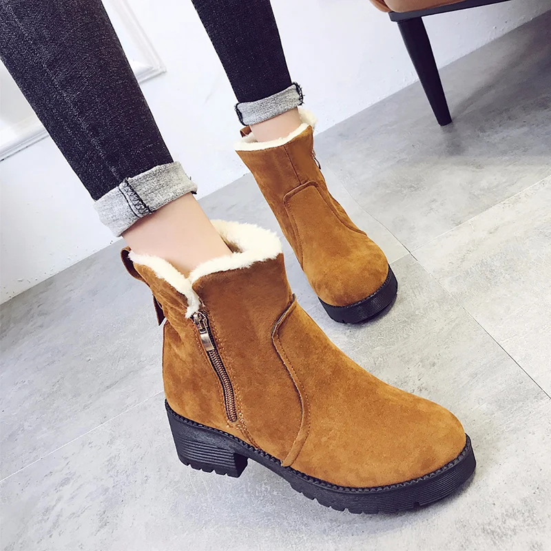 Зимние сапоги женская зимняя обувь на платформе с толстой подошвой; botas mujer; женские ботинки; нескользящие Зимние ботильоны - Цвет: Цвет: желтый