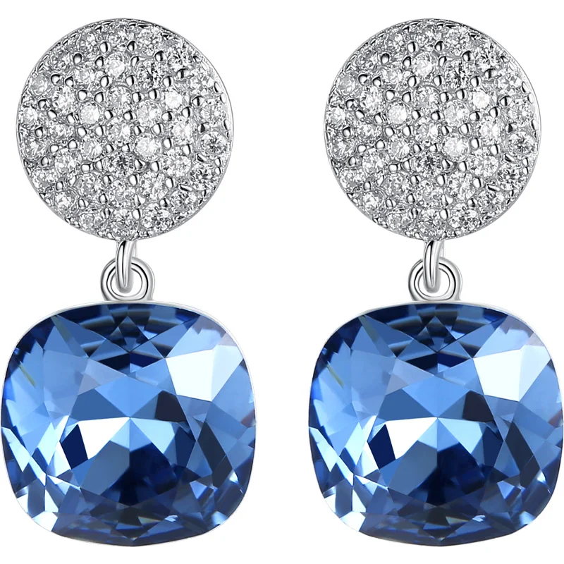 Украшенные кристаллами Swarovski 925 серебряные серьги женские блестящие