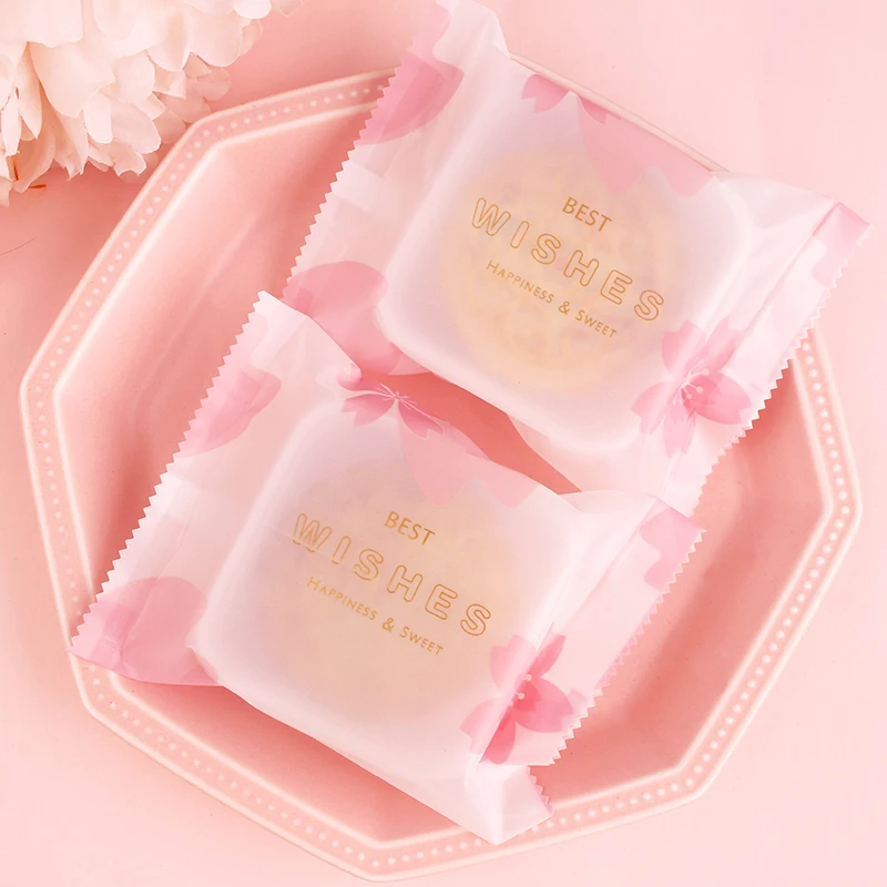 100pcs/lot Sakura Cherry Blossom MoonCake Packaging Bag Sugar Nougat Candy Snack Cookies Food Cake Baking | Дом и сад