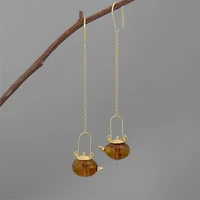 inature natural amber teapot drop earrings 925 sterling silver fine jewelry
