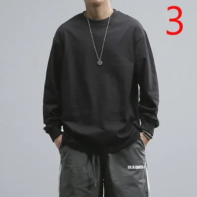 

Loose tide brand solid color bottoming shirt long-sleeved T-shirt