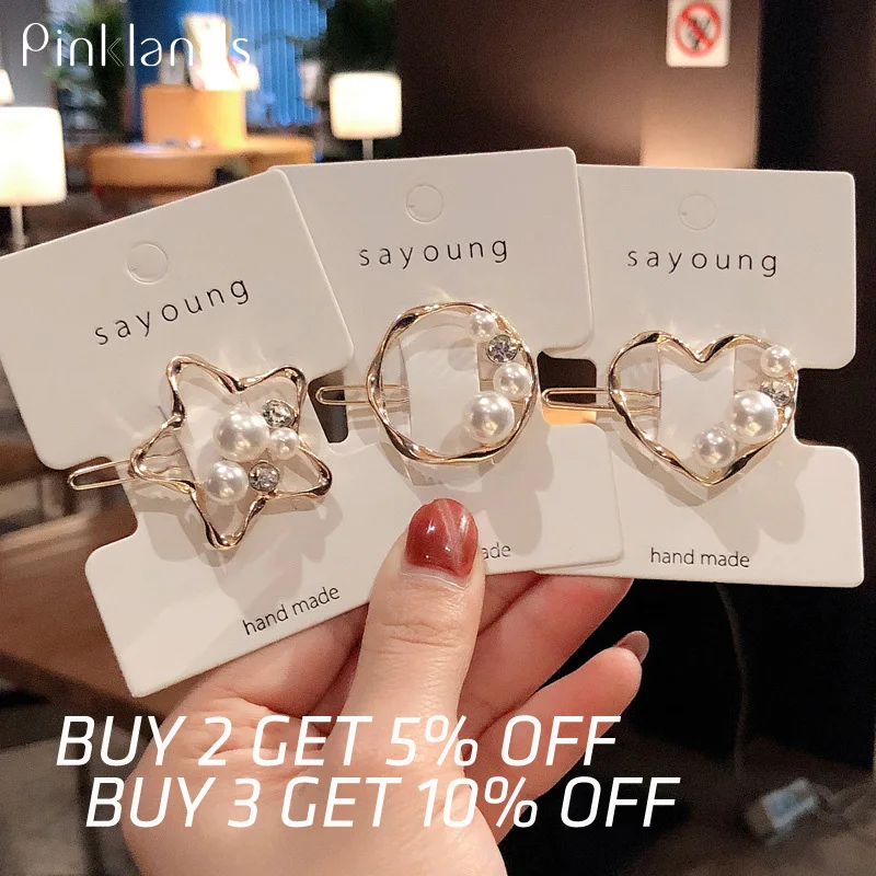 Новинка жемчужный зажим для волос девочек металлический с кристаллами заколки