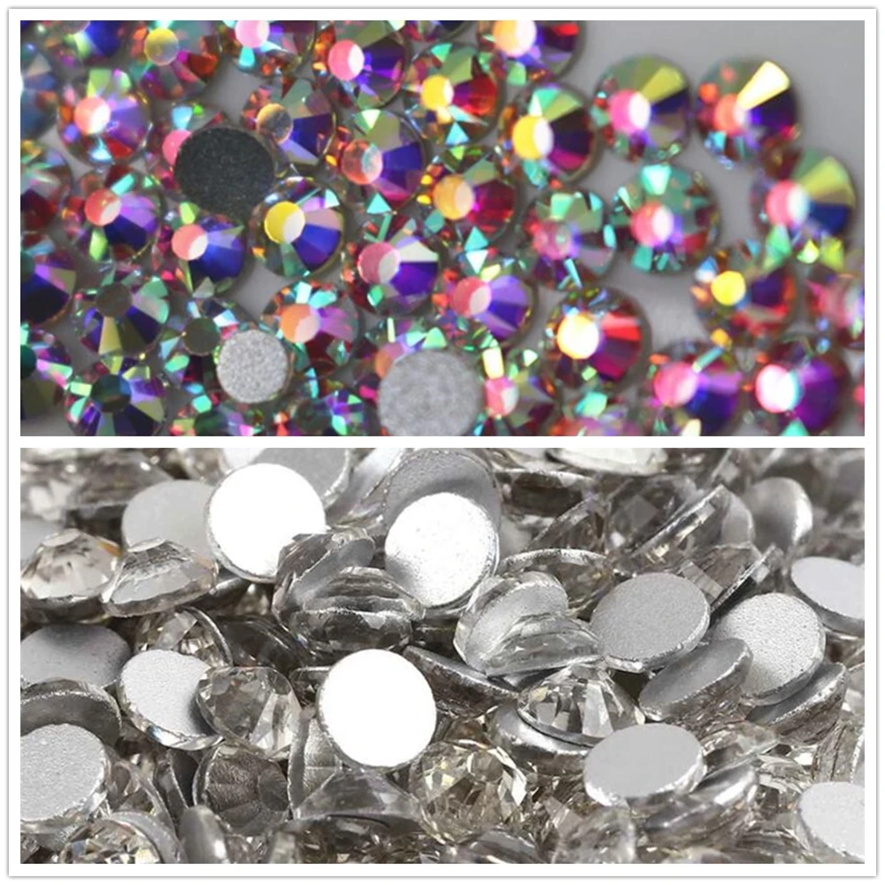 Размер s2 ~ ss50 кристалл AB стразы без горячей фиксации плоская задняя блестящая для