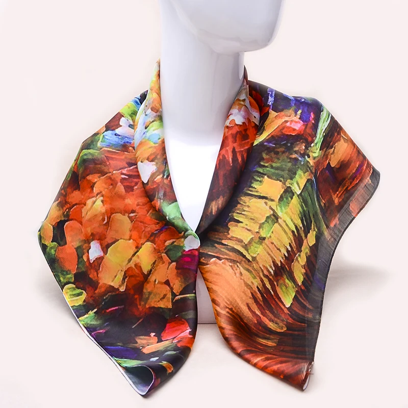 

Fashion Silk Bandana Hair Scarf Women Square Female Shawls Hijab 70*70cm Luxury Headwear Girls Head Scarf Headband Neck Scarves