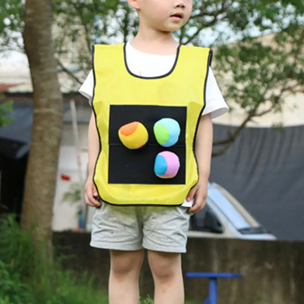 Creative Dodgeball Adhesive Ball Vest Stick Jersey Game Vests with 5 Balls Gym Sports Kids Cloth Kindergarten Outdoor |