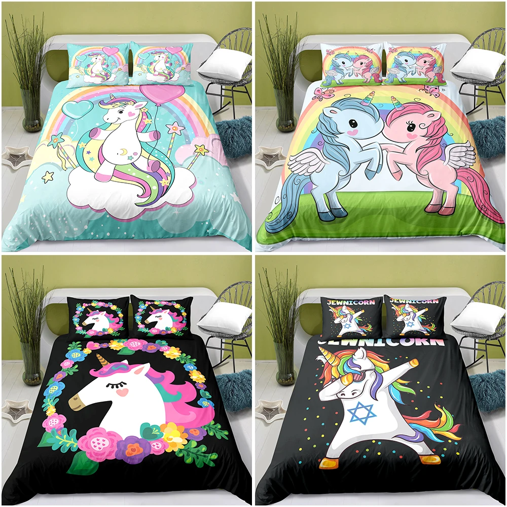 Пододеяльник с 3D принтом в виде единорога покрывало на подушку постельное белье