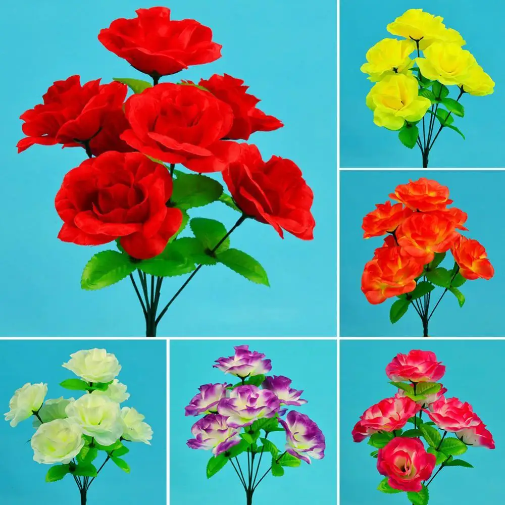 

6 Head Artificial China Rose Flower Arrangement Desktop Decor for Home Garden Balcony Decor Plants Flower Arrangement Bonsai