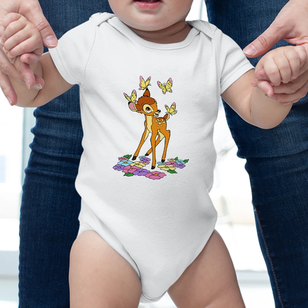 

Little Deer Bambi Print Aesthetic Ropa De Bebe Trendy Spain Toddler Girl Bodysuits Short Sleeve Cozy Summer Baby Rompers Onesies