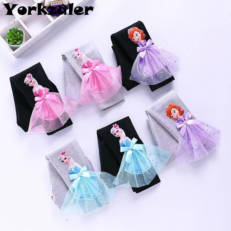 Леггинсы для девочек ясельного возраста Модные брюки принцессы Эльзы Новинка