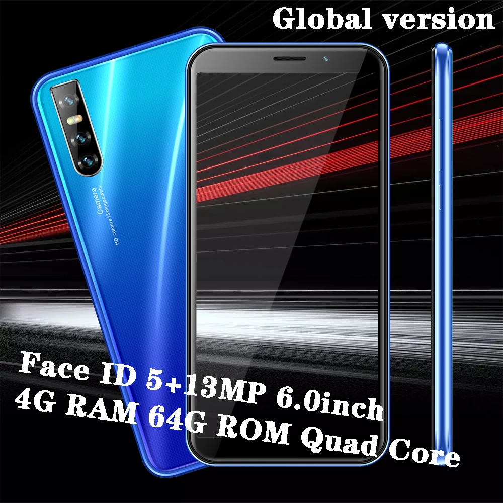 

face ID unlocked 9T Pro 6.0inch 4GB RAM 64GB ROM 5MP+13MP Global quad core smartphones mobile phones android cheap celulares 3G