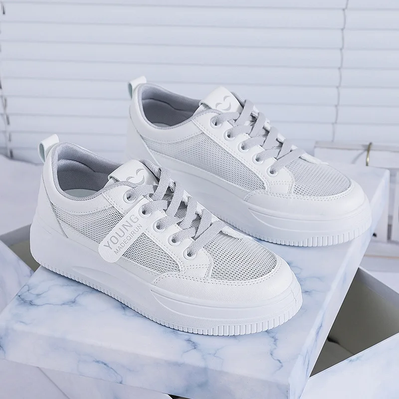 Woman Sneakers Women's Sports Shoes Female Flats Casual Lace Up Women Vulcanized Shoes Ladies Breathable Sneakers White Shoes