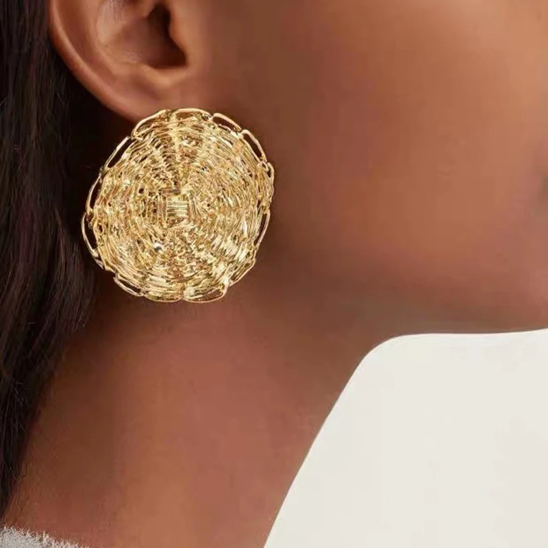 SRCOI 2019 новые металлические золотые цветные круглые геометрические серьги